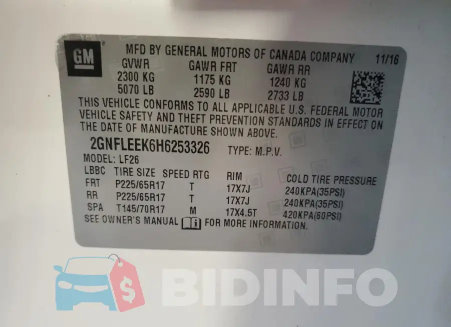 2GNFLEEK6H6253326 Photo# 12