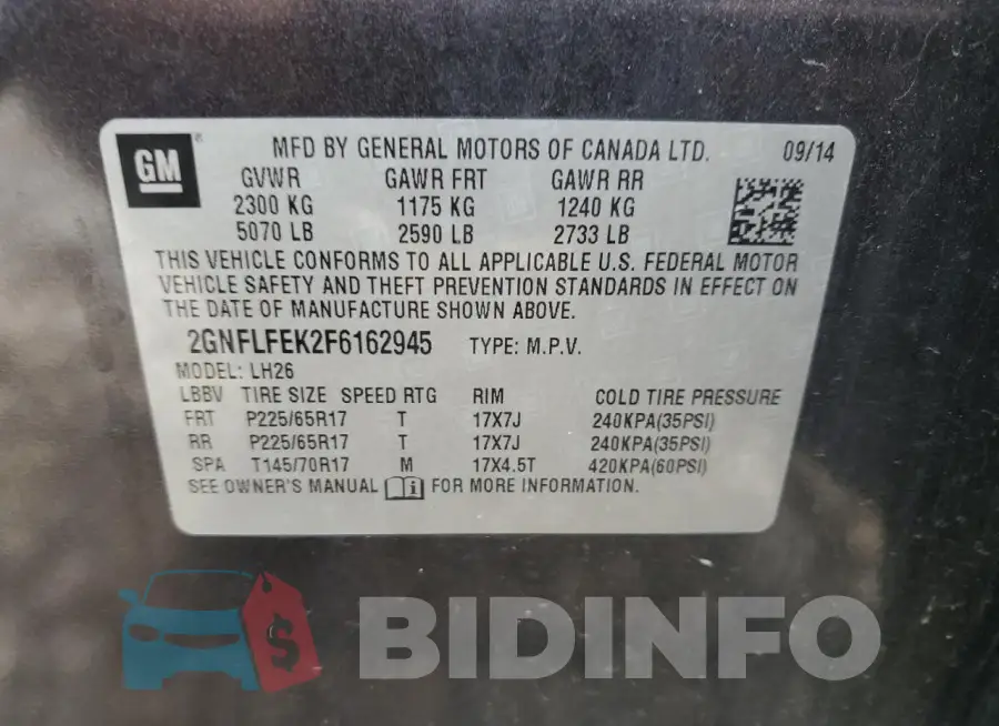2GNFLFEK2F6162945 Photo# 13