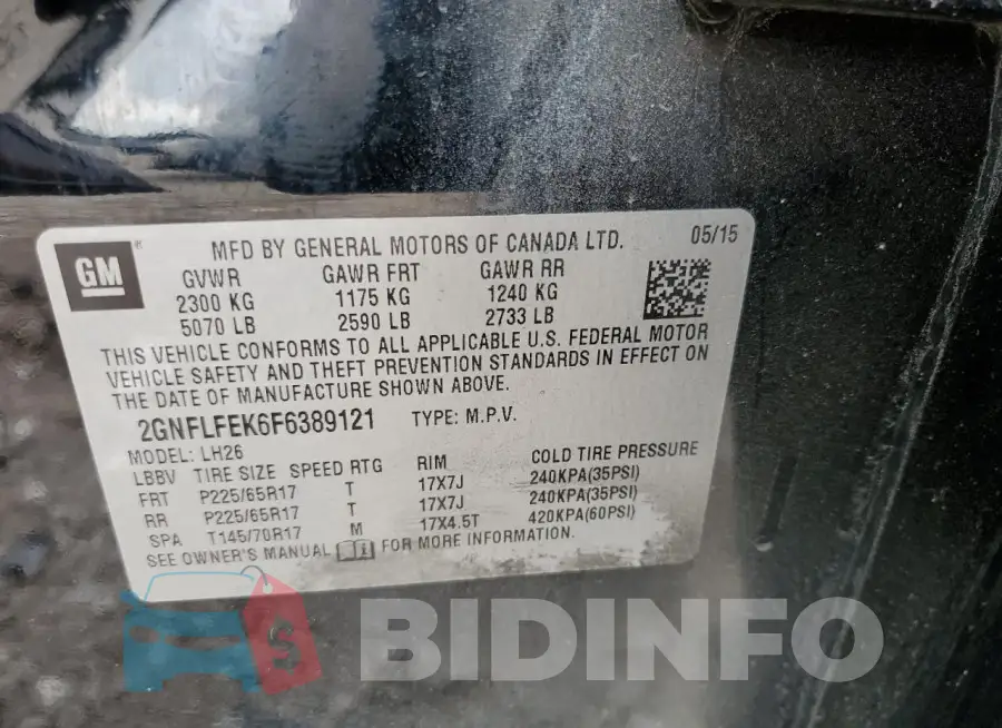 2GNFLFEK6F6389121 Photo# 13