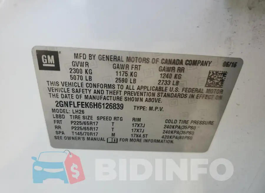 2GNFLFEK6H6126839 Photo# 13