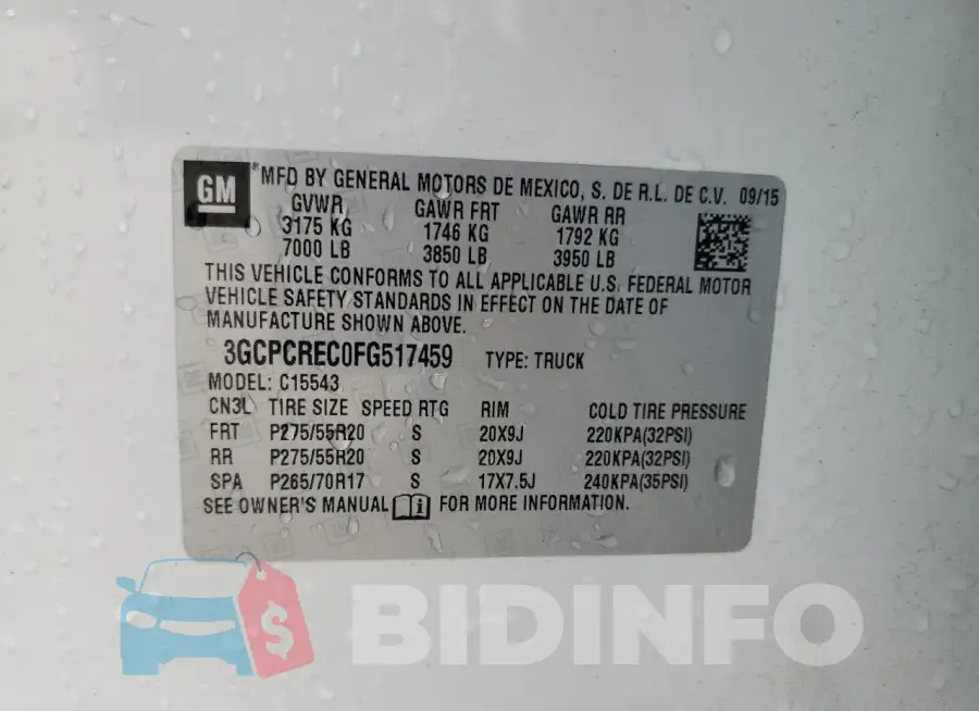 3GCPCREC0FG517459 Photo# 13