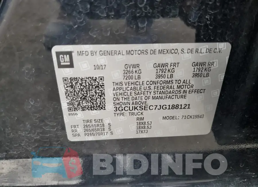 3GCUKSEC7JG188121 Photo# 13