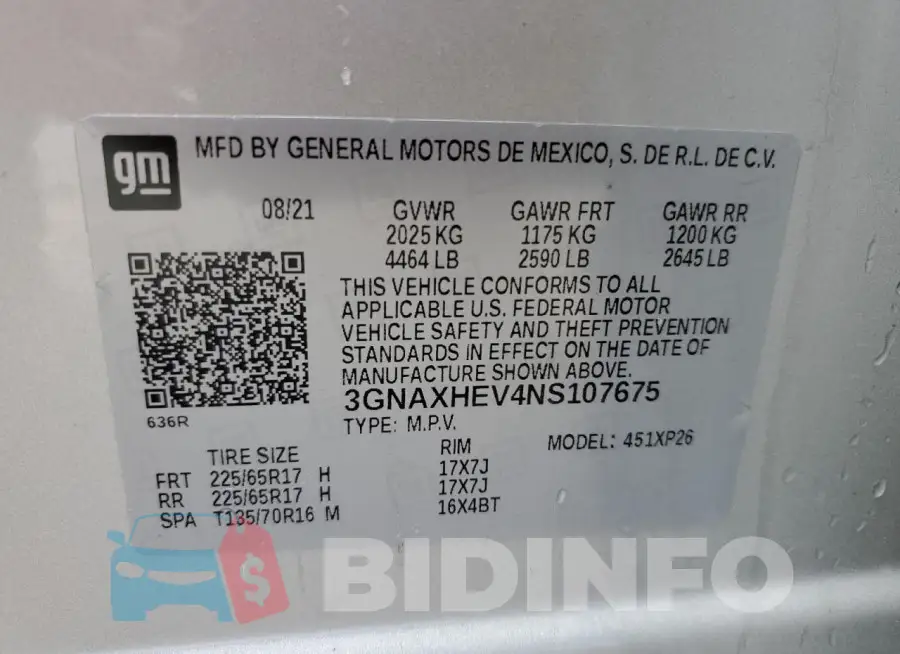 3GNAXHEV4NS107675 Photo# 14