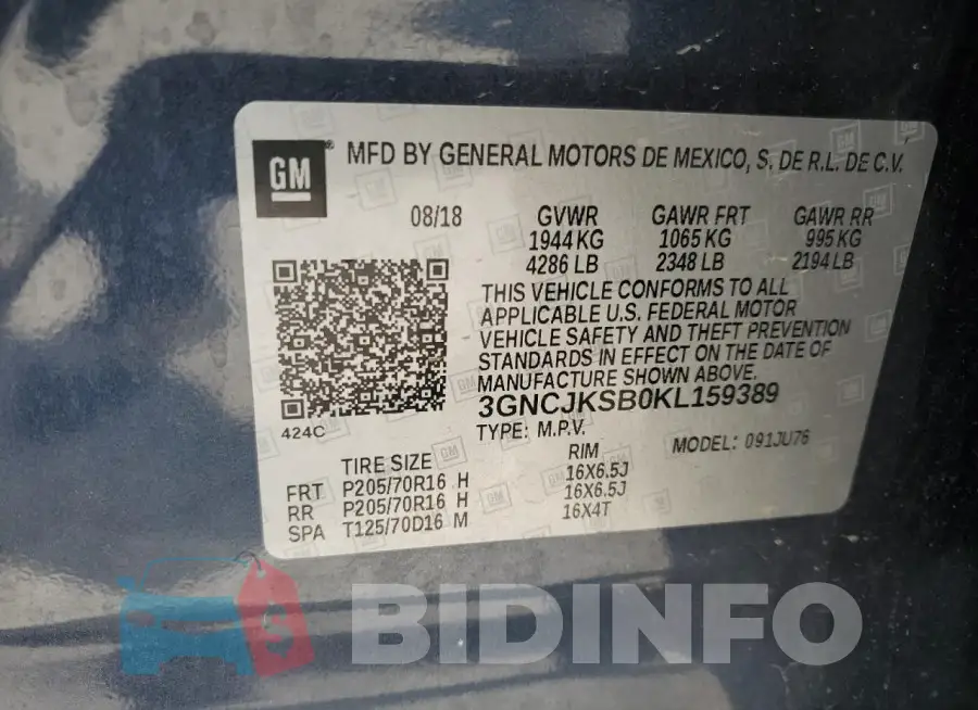 3GNCJKSB0KL159389 Photo# 13