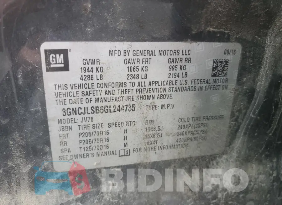 3GNCJLSB6GL244735 Photo# 13