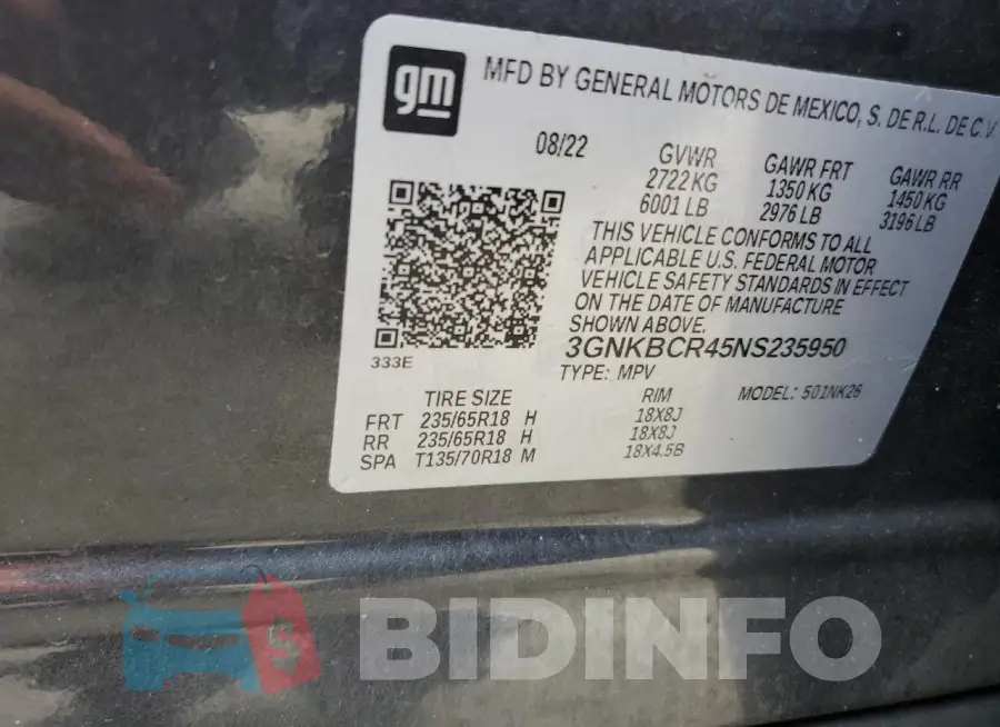 3GNKBCR45NS235950 Photo# 13