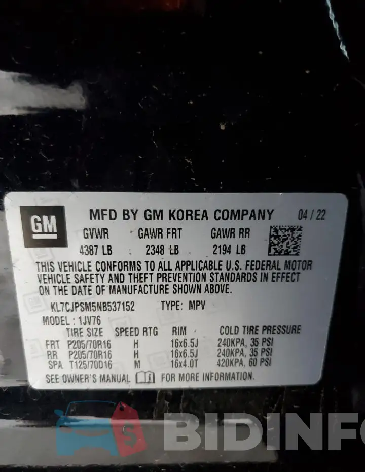 KL7CJPSM5NB537152 Photo# 12