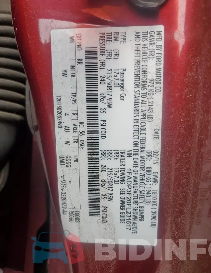 1FADP3F20FL231517 Photo# 12