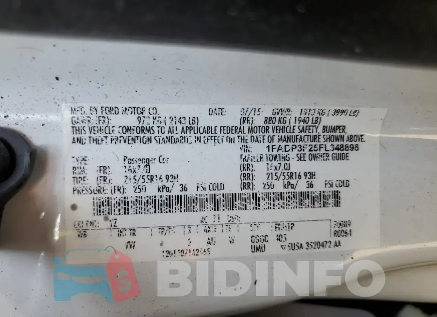 1FADP3F25FL348896 Photo# 12