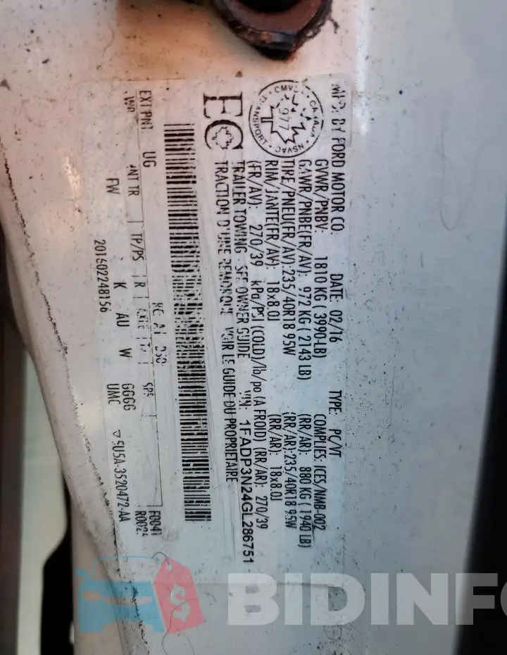 1FADP3N24GL286751 Photo# 12