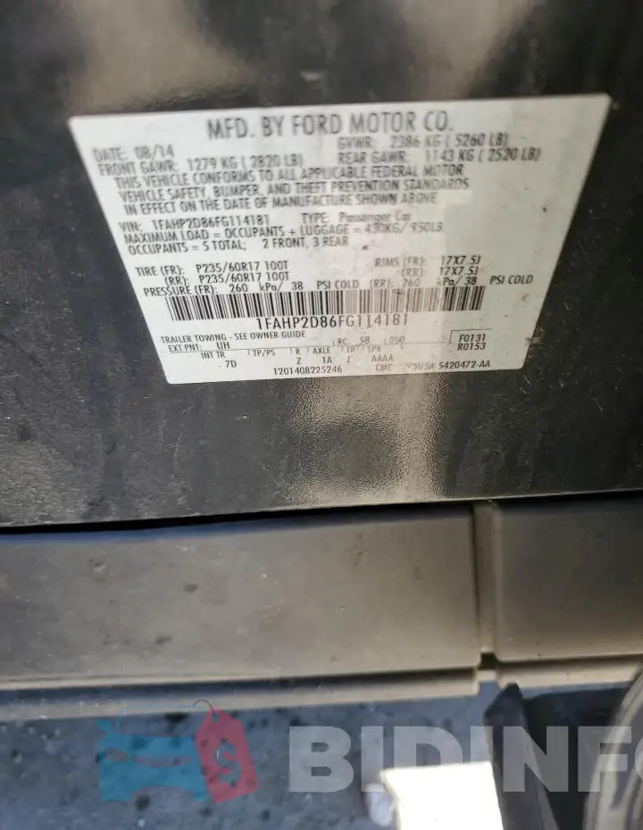 1FAHP2D86FG114181 Photo# 12