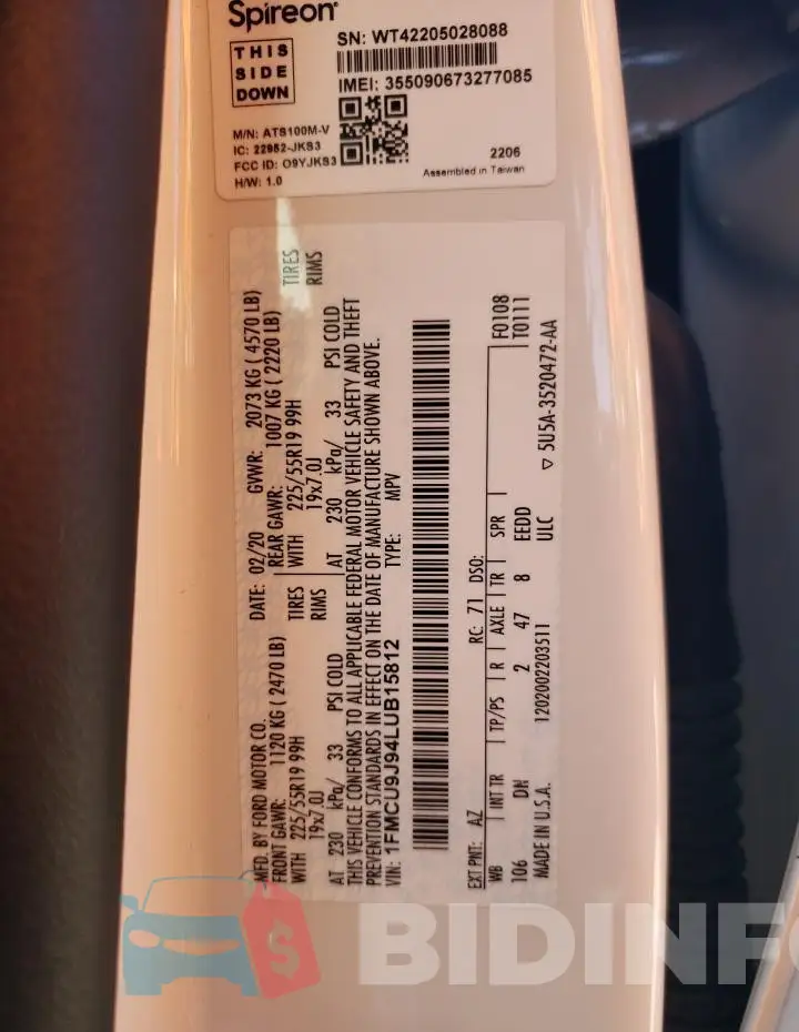 1FMCU9J94LUB15812 Photo# 13