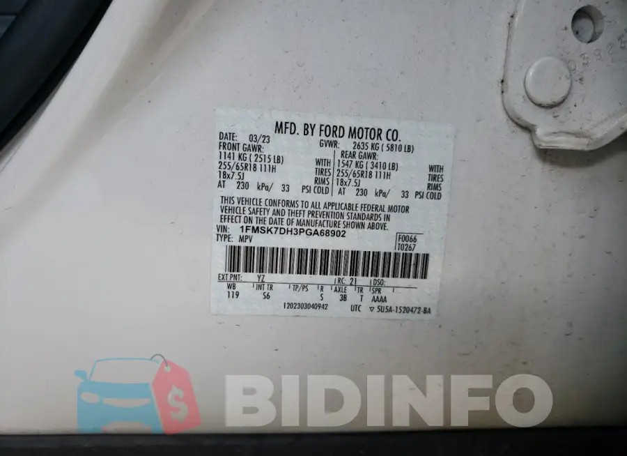 1FMSK7DH3PGA68902 Photo# 13