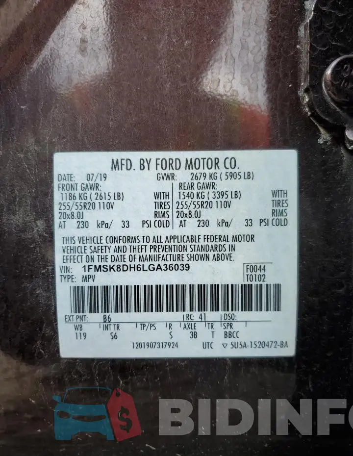 1FMSK8DH6LGA36039 Photo# 14