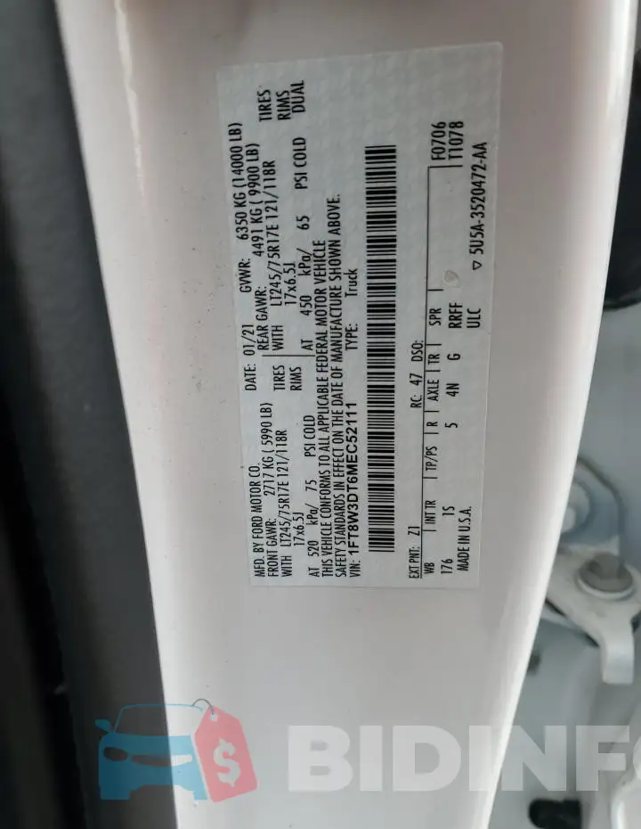 1FT8W3DT6MEC52111 Photo# 12