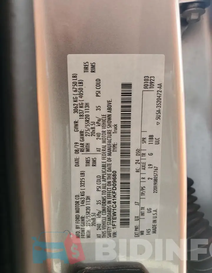1FTEW1C41KFD09680 Photo# 13