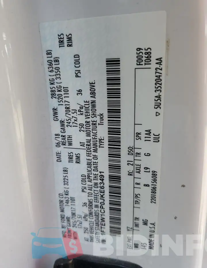 1FTEW1CP0JKE63491 Photo# 12