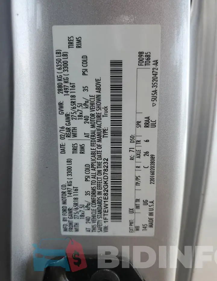 1FTEW1E82GKD78232 Photo# 12