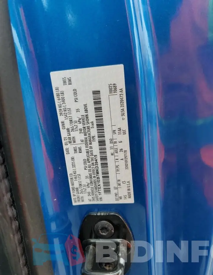 1FTEX1EB7MKD39415 Photo# 13