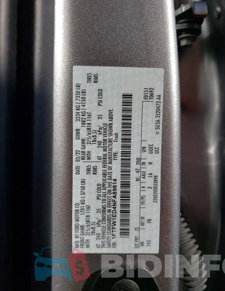 1FTFW1ED4NFA89814 Photo# 12
