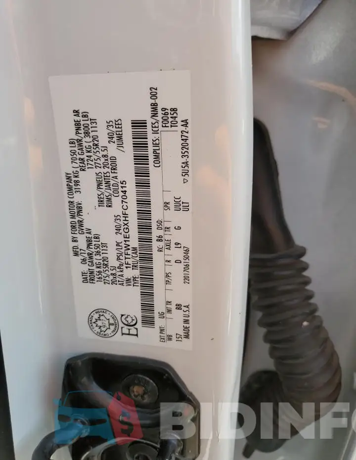 1FTFW1EGXHFC70415 Photo# 12