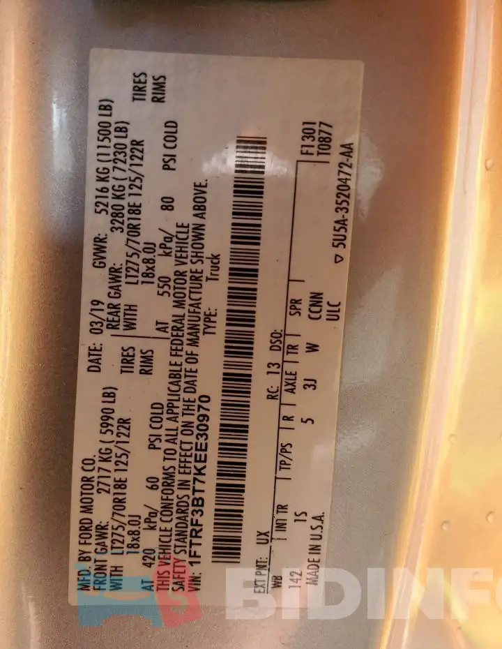 1FTRF3BT7KEE30970 Photo# 12