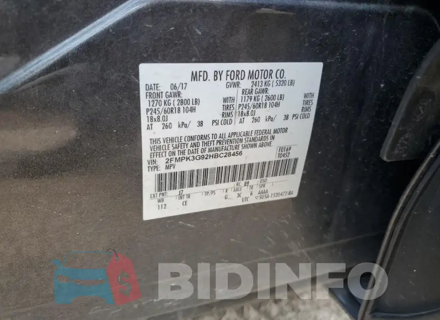 2FMPK3G92HBC28456 Photo# 13