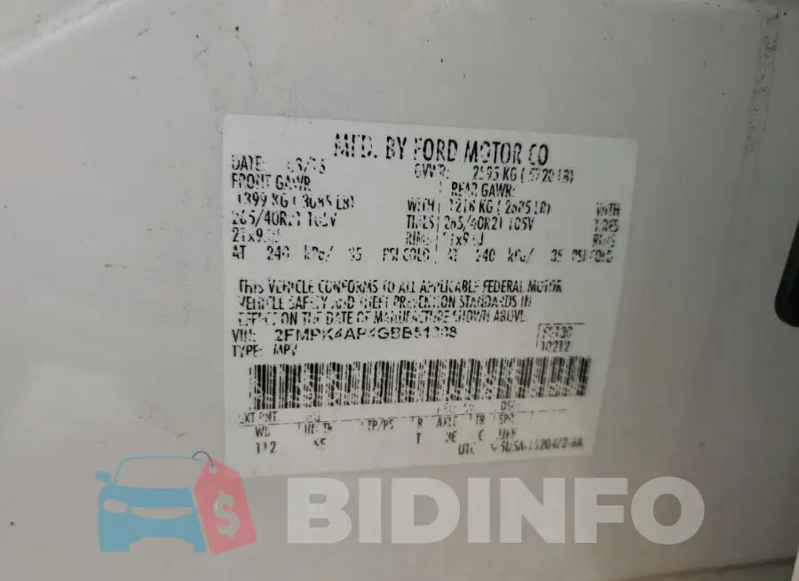 2FMPK4AP4GBB51388 Photo# 14