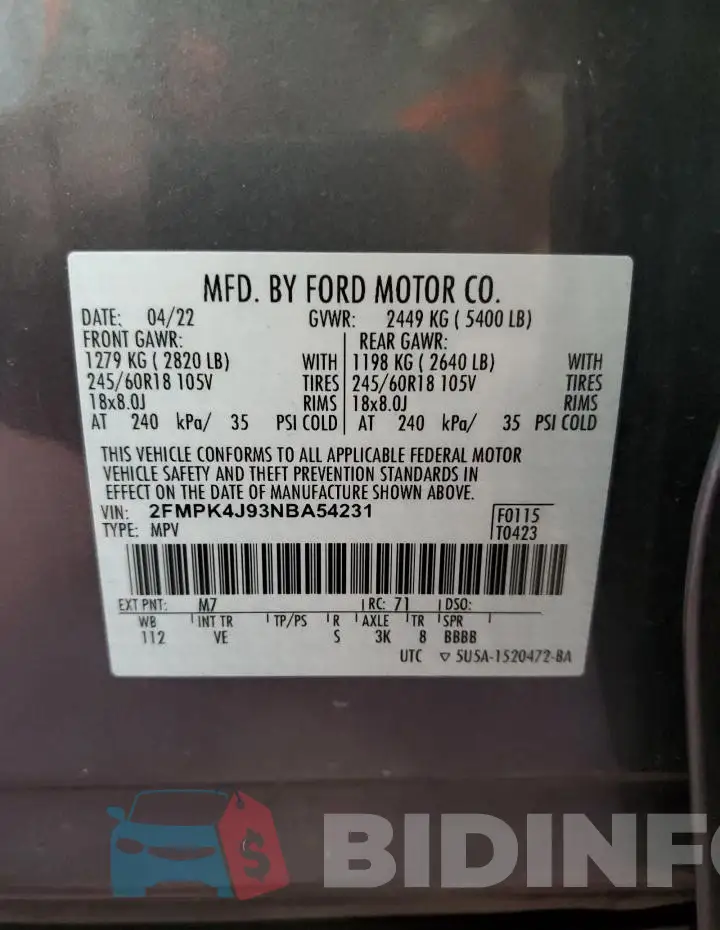 2FMPK4J93NBA54231 Photo# 13