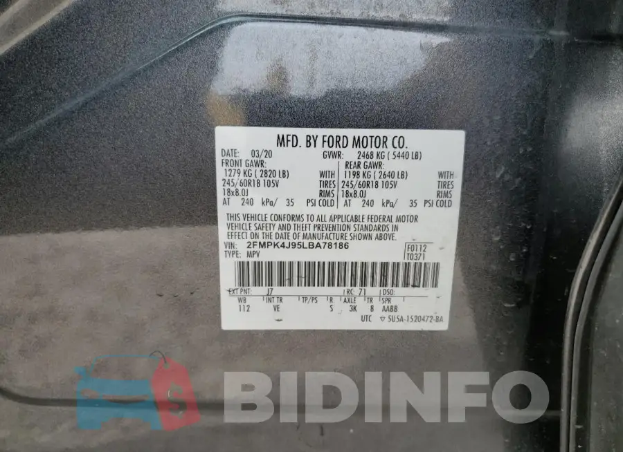 2FMPK4J95LBA78186 Photo# 13