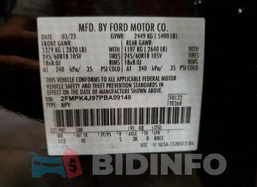 2FMPK4J97PBA09148 Photo# 14