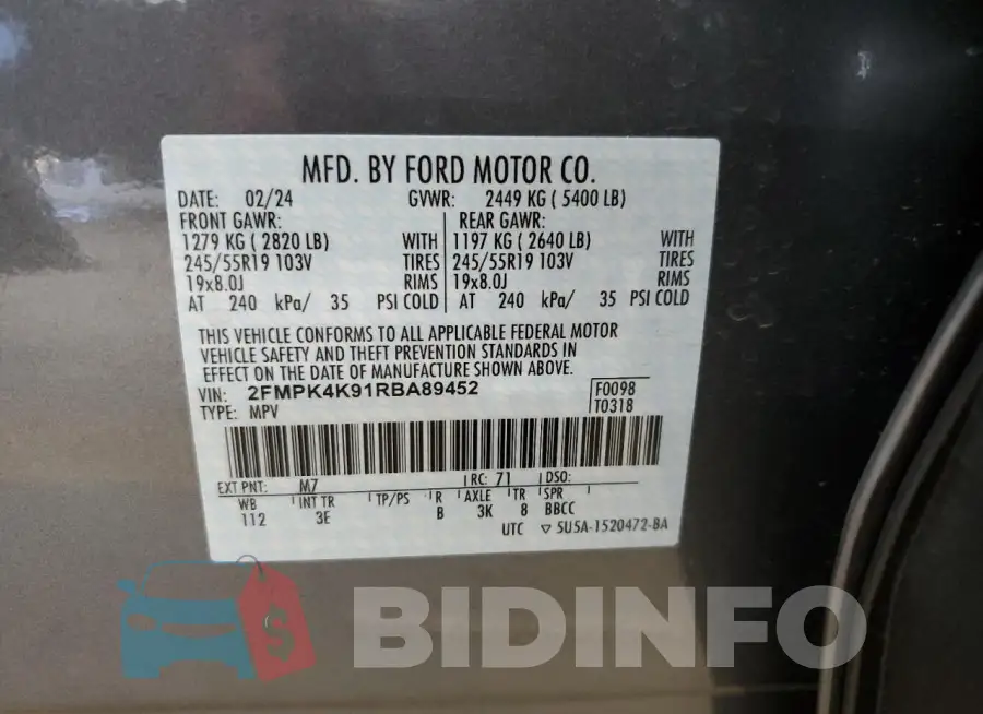 2FMPK4K91RBA89452 Photo# 13