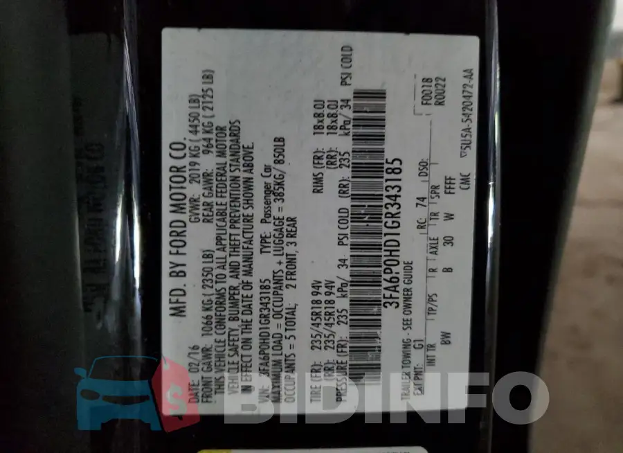 3FA6P0HD1GR343185 Photo# 12