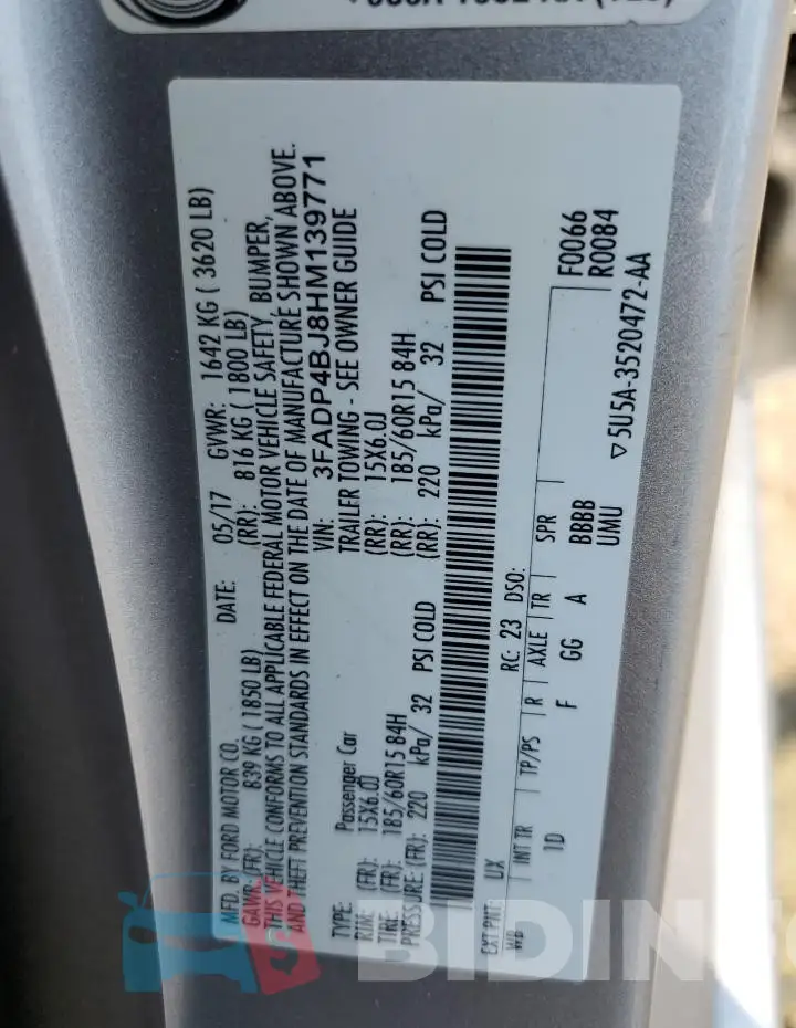 3FADP4BJ8HM139771 Photo# 12