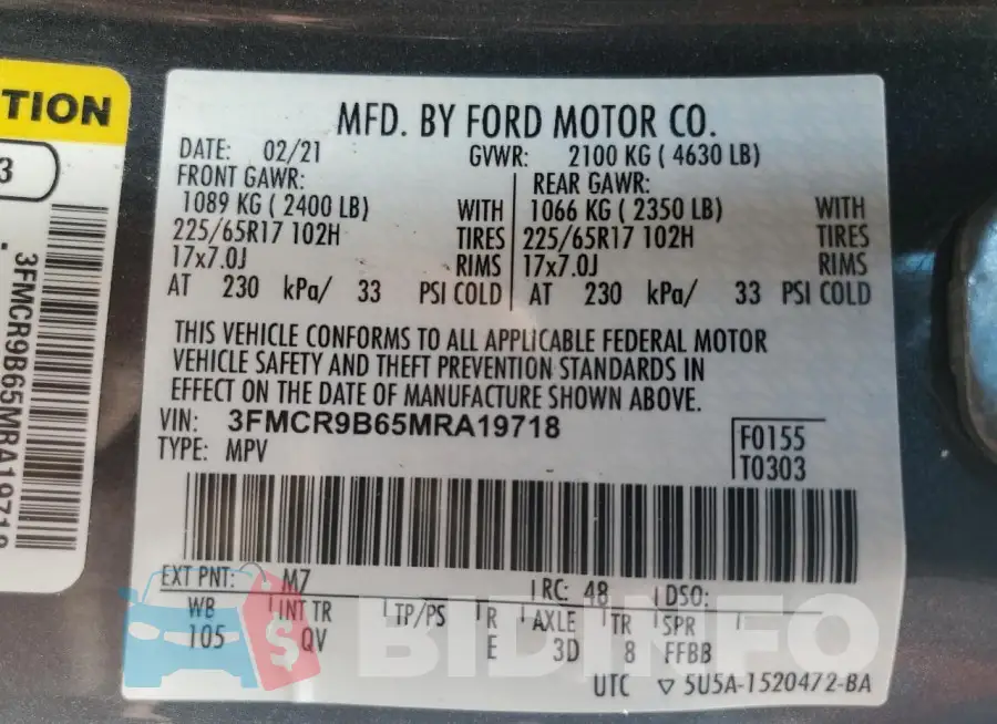 3FMCR9B65MRA19718 Photo# 13