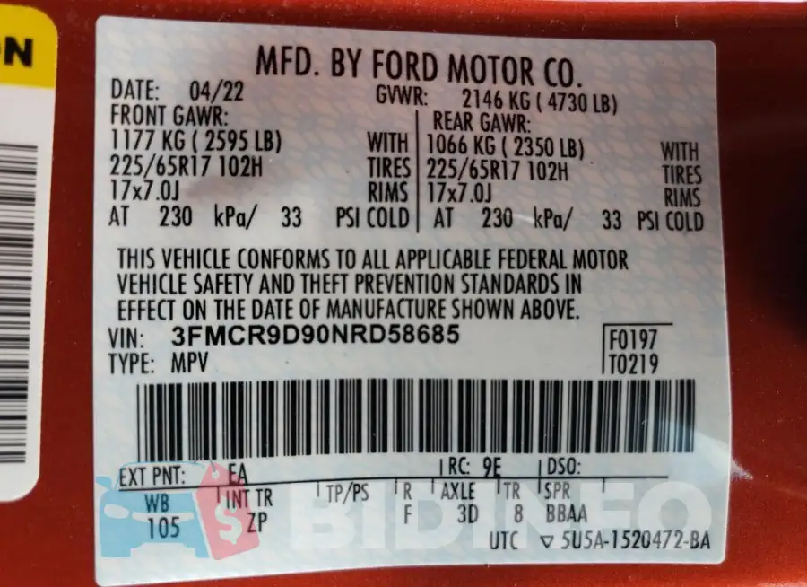 3FMCR9D90NRD58685 Photo# 14