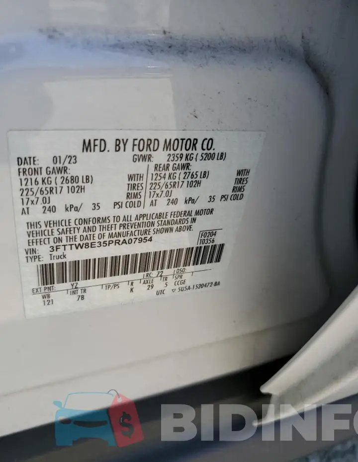 3FTTW8E35PRA07954 Photo# 13