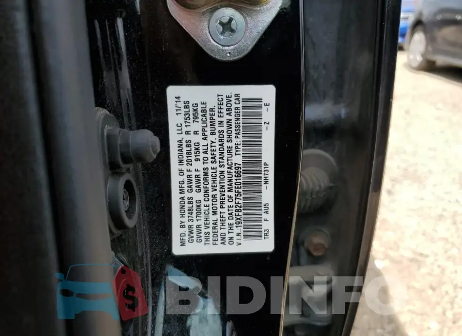 19XFB2F75FE016697 Photo# 12