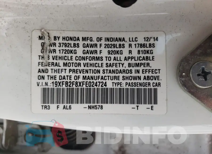 19XFB2F8XFE024724 Photo# 12