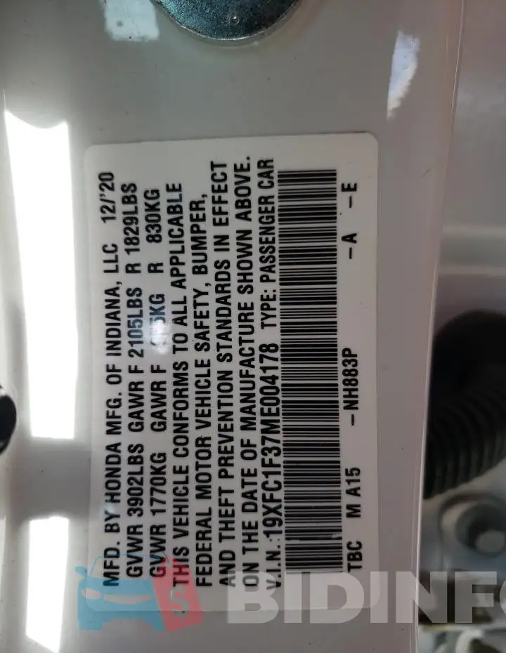19XFC1F37ME004178 Photo# 12