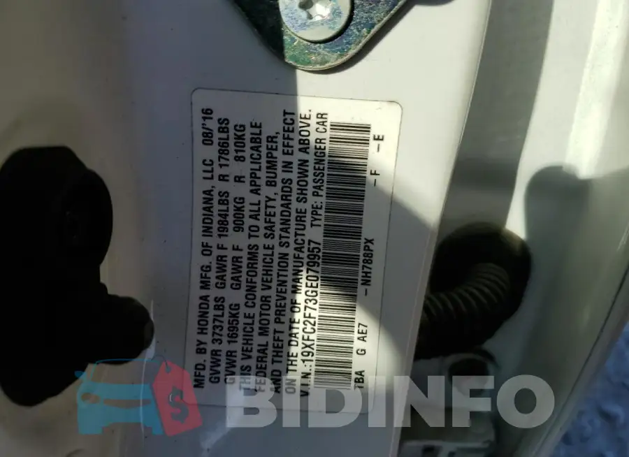 19XFC2F73GE079957 Photo# 12