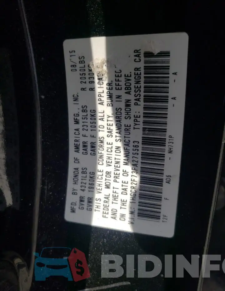 1HGCR2F73FA275563 Photo# 13