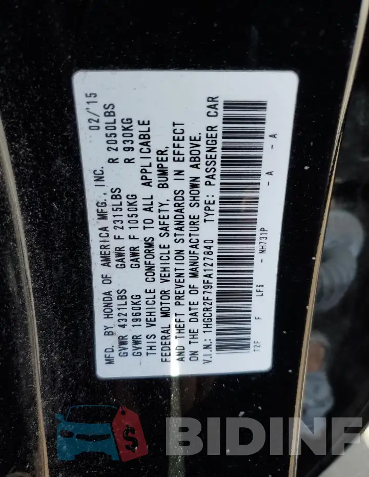 1HGCR2F79FA127840 Photo# 12