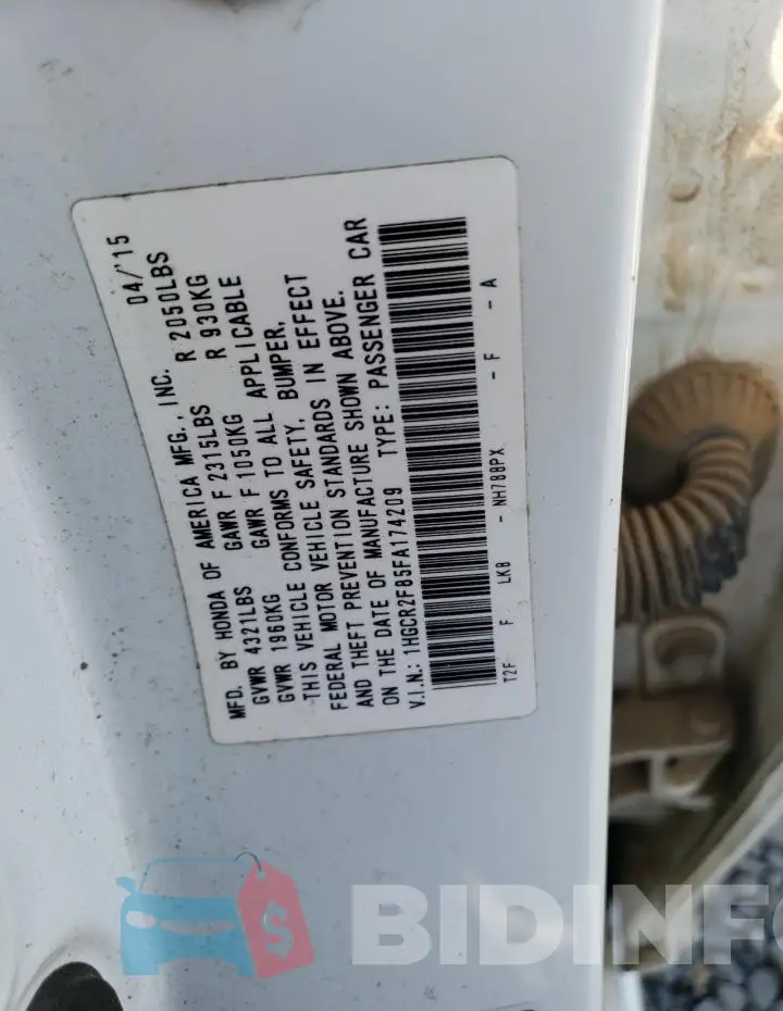 1HGCR2F85FA174209 Photo# 12