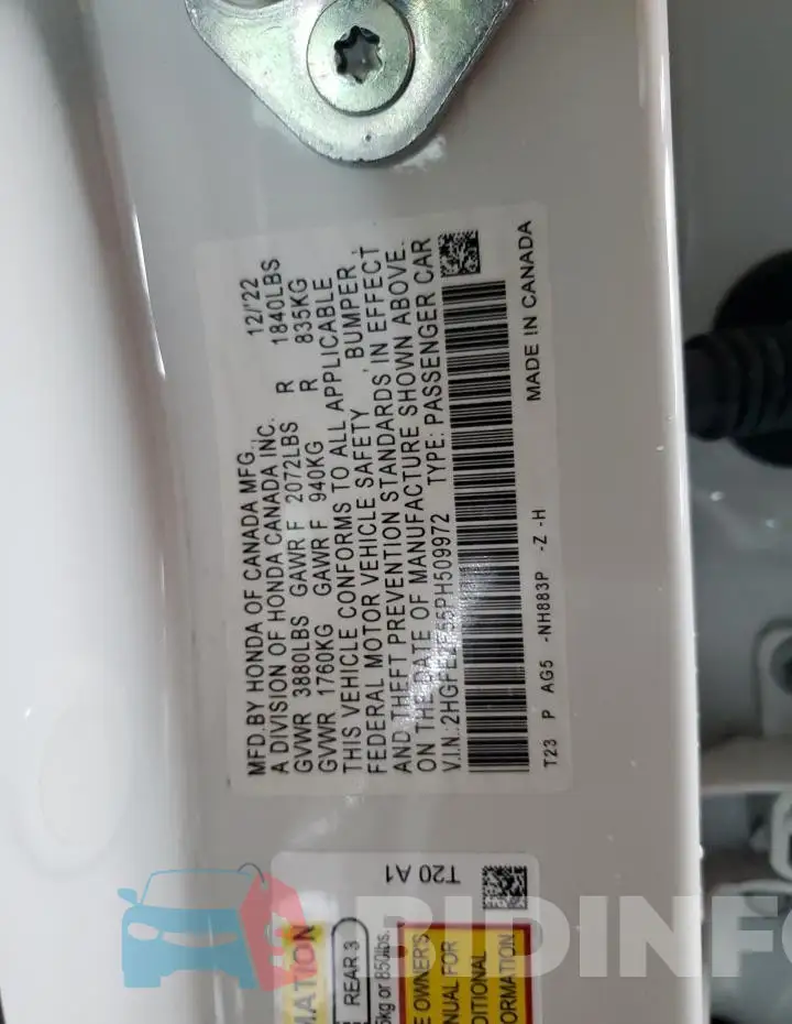 2HGFE2F55PH509972 Photo# 12