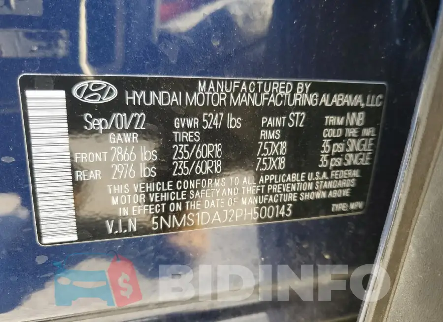 5NMS1DAJ2PH500143 Photo# 13