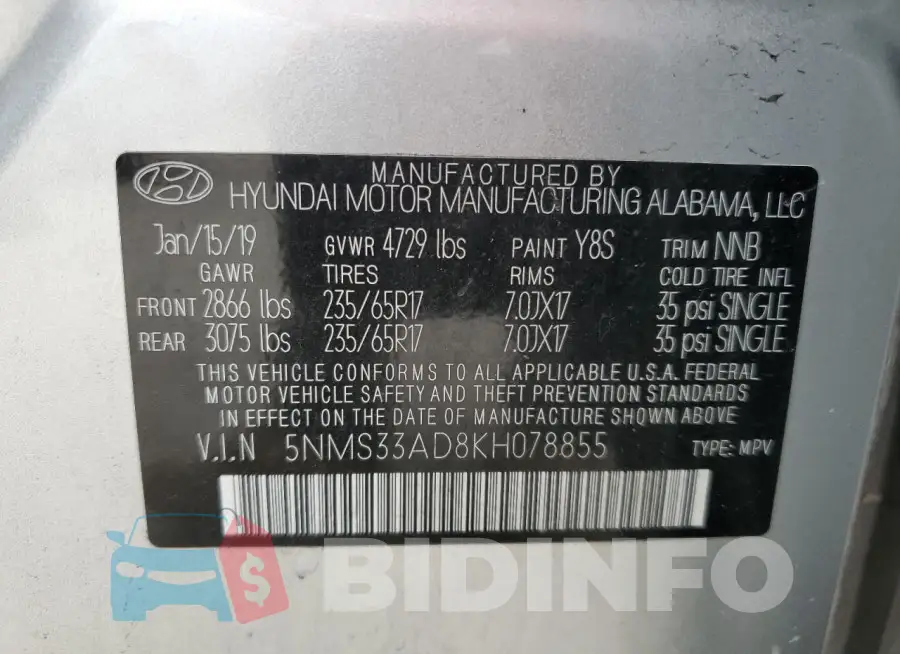 5NMS33AD8KH078855 Photo# 13