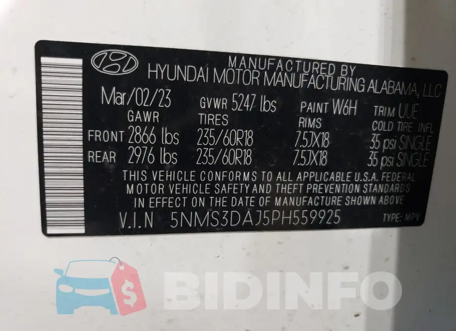 5NMS3DAJ5PH559925 Photo# 14