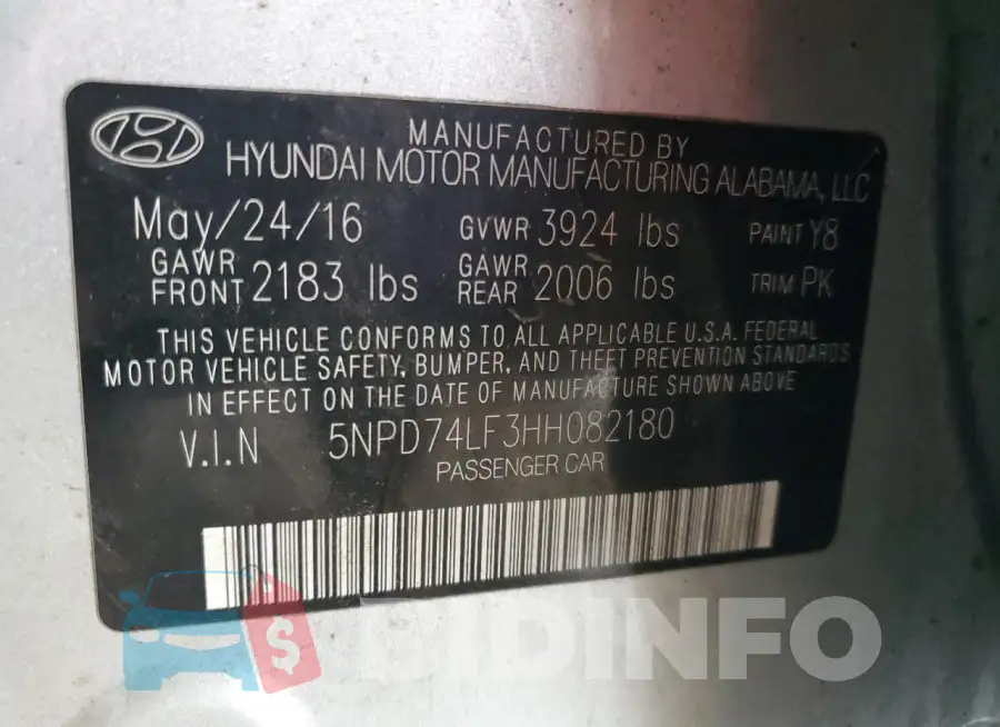 5NPD74LF3HH082180 Photo# 12