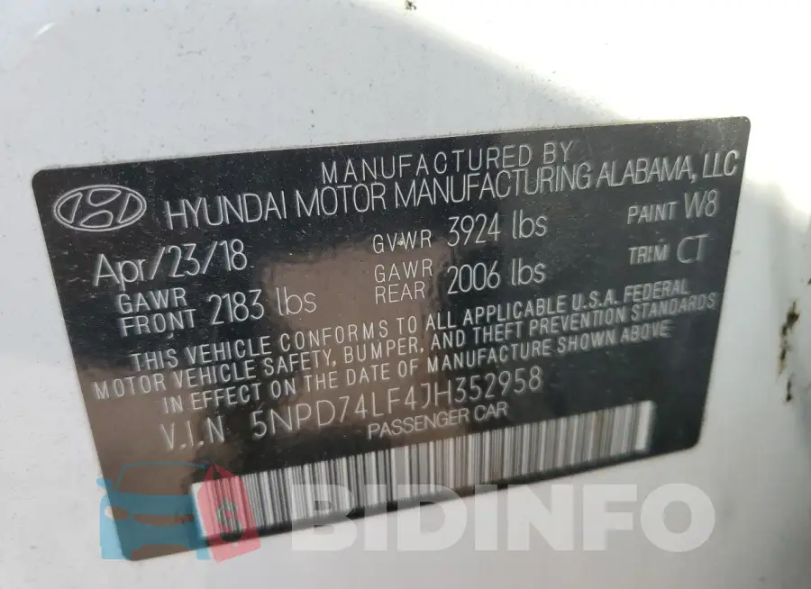 5NPD74LF4JH352958 Photo# 13